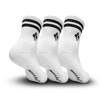 mont-bell 男款經典雙環緩震中筒登山襪 MB-S05, 白色