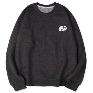 VENHIT 麵包貓圖案寬鬆柔軟刷毛大學T