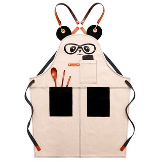 유니코시 판다 까페 플로리스트 공방 앞치마, 01 화이트