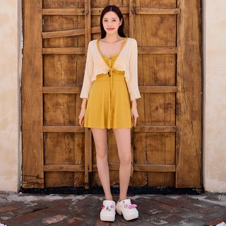 Elso 修身遮肉連身泳衣 + 罩衫套組, 黃色