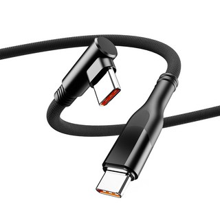 일리온 C타입-C타입 PD충전 100W L자형 패브릭 케이블, 블랙, 1개, 2m