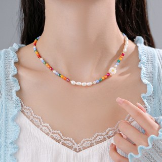MAPCCI 비비드 데이지 포인트 비즈 팔찌 + 목걸이 세트