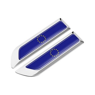 bebehome 多國旗幟車側金屬徽飾貼, 1套, 銀色歐盟