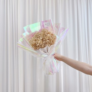 러블리팜 LED 오로라 안개 꽃다발 + 쇼핑백, 1개, 아이보리