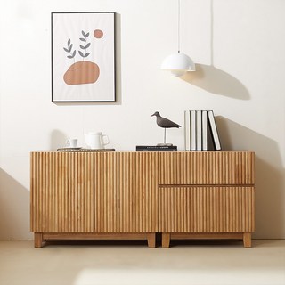 까르엠가구 모노 템바보드 원목 높은 TV다이 거실장 1400 수납장 방문설치, 내츄럴