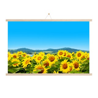 原木掛軸 + 海報 + 無痕釘套組 金錢花J, 米色木質, 1個