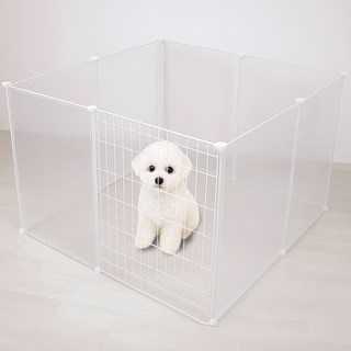 Life Lance 寵物透明圍欄 7片 + 鐵門, 1組, 半透明