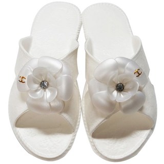 EVA 女款 花朵造型室內拖鞋 白色, 250mm