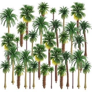 Khohimo 迷你玻璃盆景立體透視模型造景用樹木材料模型 DIY套組 4W048 6款 x 5入組, 樹木材料模型 6款 x 5入, 椰子樹30棵, 1套