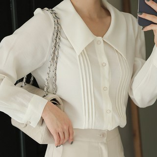 BBAEBBAE 女款翻領細褶上衣