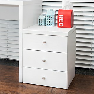 Woodmi家具 巴奧床頭抽屜櫃, 白色, 3層
