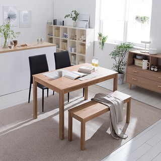 리바트 뉴시나몬 원목 식탁 + 토핑체어 + 벤치 세트 4인용 방문설치, 라이트브라운 + 블랙, 일반 2 + 벤치 1