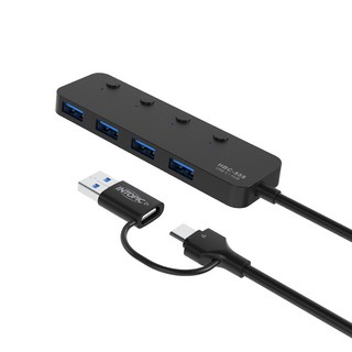 INTOPIC 廣鼎 USB3.1 Type-C 高速集線器 HBC-555, 黑色, 1個