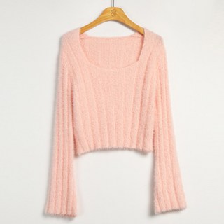 Another Twee 女用緹本柔軟方領短版針織衫 tnt0686