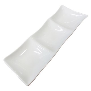 Bellovie 波浪陶瓷3格分隔盤, 1個, 白色