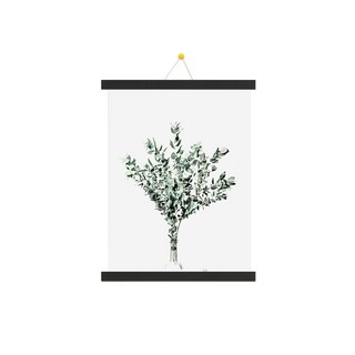 HANsoooh 室內裝飾木質掛軸 + 海報 + 無痕釘套組, 黑色(掛軸), 野花(海報)