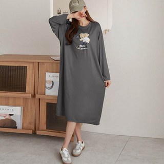 andstyle 女性大尺碼五板熊長袖連身睡裙 263326