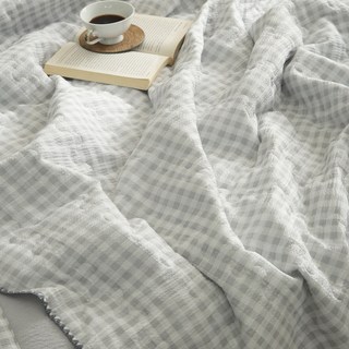 格紋涼感泡泡紗薄被, 灰色