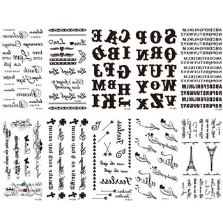 華麗系列 英文字母款紋身貼紙10件組, 英文風格 10張, 1組