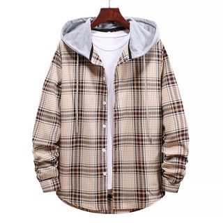 마켓A 캐주얼 체크 후드 셔츠