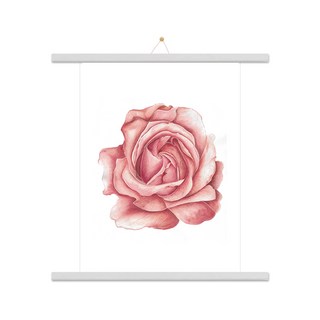 室內裝飾玫瑰D海報 + 木質掛軸組, 白色