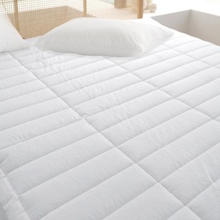 basictone 韓國製 高密度 純棉 60支 加大尺寸 綁帶固定式 睡墊, 純白