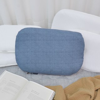 Magic Bed 可整顆水洗機能性網眼甜甜圈枕頭 + 枕套組, 藍色, 1套