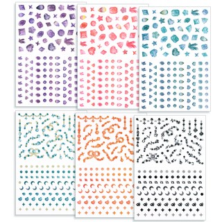 Rihoon 可撕除寶石貼紙6種套組, 混合顏色, 1套