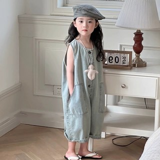 Starbean 女童休閒丹寧連身褲