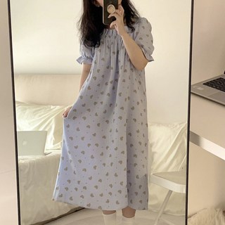 Eolipeul 女性柔美小熊圖案短袖連身睡衣