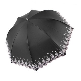 AGATHA 璦嘉莎 Sara Flower 纖巧陽傘 AG1908 抗紫外線 黑色
