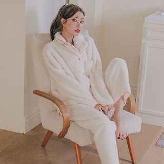 GLAM GONGGAM 女款Dung-i冬季絨毛長袖睡衣上下套裝
