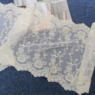 NASANDECO 夏特蓮刺繡蕾絲布料, 象牙白