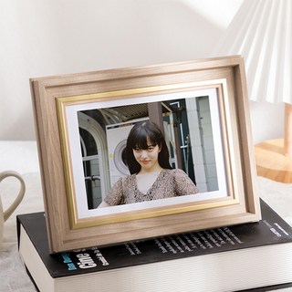 iINDOORS 簡木雙框相框 含立架 6x8吋 200g, 1個, 棕色金