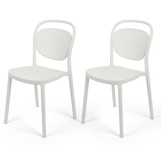 VERA Vera 塑膠藤編咖啡廳椅, 蠟白色, 2個