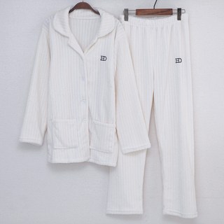 GLAM GONGGAM 女性溫柔長袖絨毛睡衣上下套裝