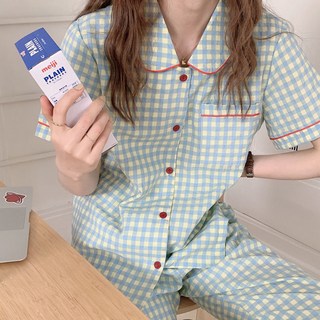 Elsso 情侶款寬鬆翻領設計簡約睡衣套裝