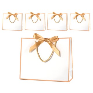 Hugoing 緞帶禮品提袋 白金色 中款 5入, 5個, 白金