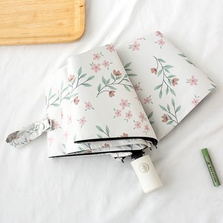 Afecto 黑膠塗層花朵蕾絲陽傘兩用三折自動傘