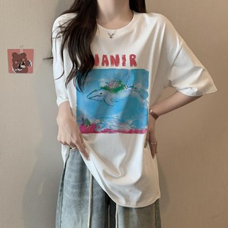 레몬소울 여성용 마누 프린팅 반팔 티셔츠