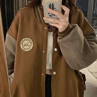 女性時尚潮流校園風寬鬆版棒球外套