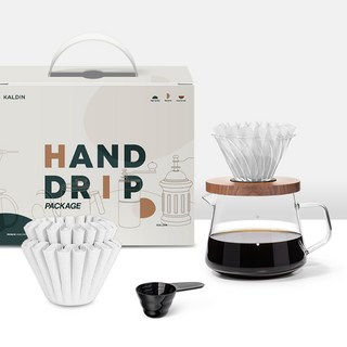 칼딘 웨이브형 클리어 핸드드립 세트 화이트 2-4인용, 1세트, 5종, 600ml