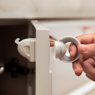 aguard 免鑽孔磁吸式抽屜安全鎖, 1組, 白色