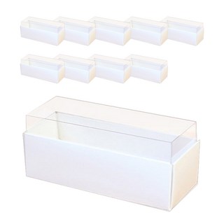 上蓋透明胖馬卡龍盒 5213, 白色 + 透明色, 10個