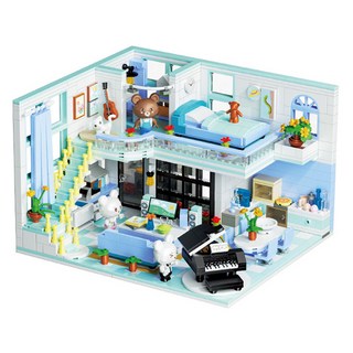 ZHEGAO 哲高 小熊藍色小屋迷你積木, 1個