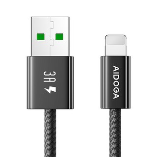 AIDOGA 艾迪伽 FastGo系列 USB-A TO Lightning充電線 3A快充, 100cm, 黑色, 1條