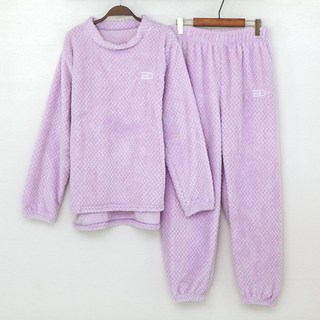 GLAM GONGGAM 女款毛絨居家便服冬季睡眠長袖睡衣兩件套組