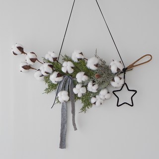 BLOOMING&ME 棉花雪松線條裝飾花環, 混色