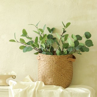센트바스켓 풍성한 유칼립투스 조화 + 라탄 바구니 세트, 그린(조화), 1세트
