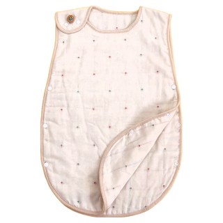 JoyNa 日式6層紗背心式防踢被, 米色彩線星星